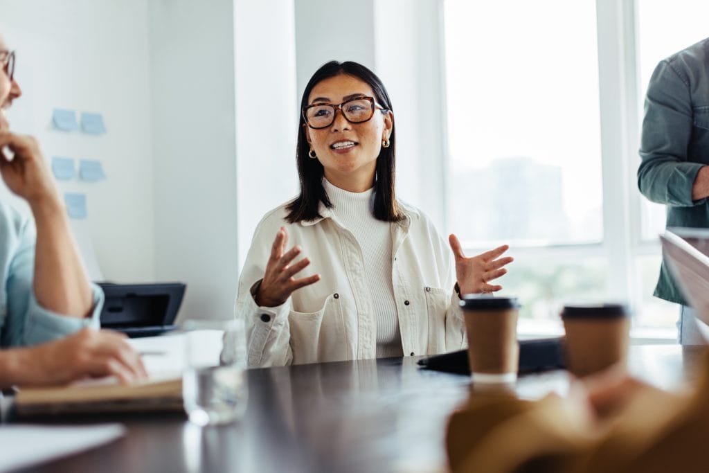 Woman leading a team